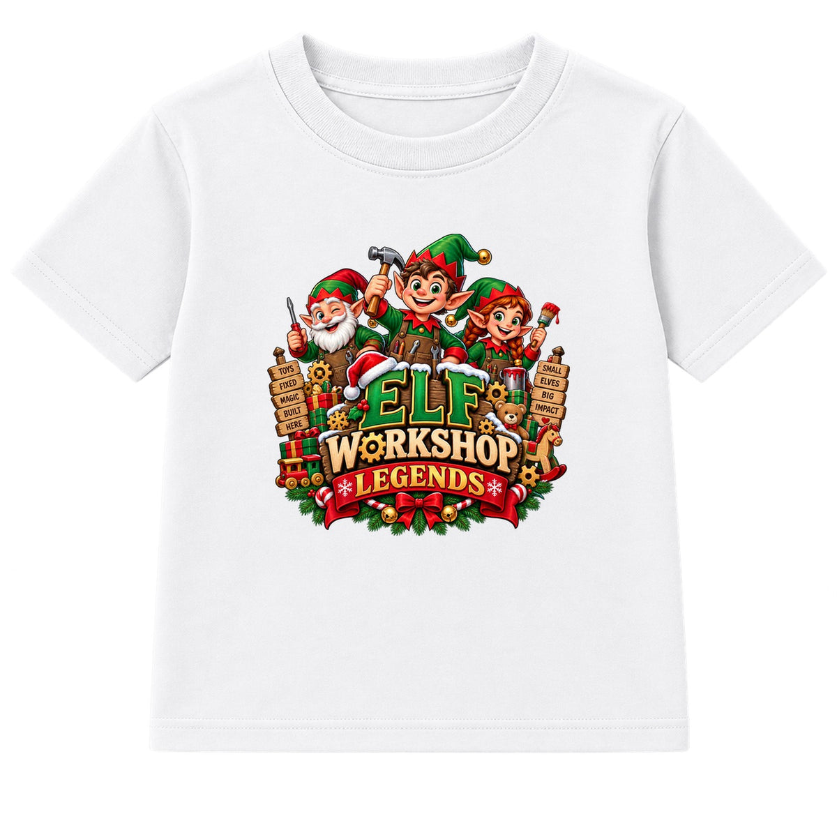 Elf Workshop Legends kids Christmas t-shirt - White