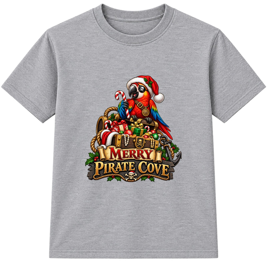 Merry Pirate Cove kids Christmas t-shirt - Heather Grey