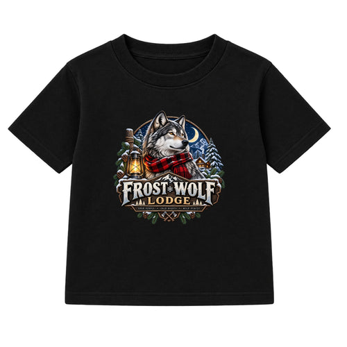 Frost Wolf Lodge adult Christmas t-shirt - Black