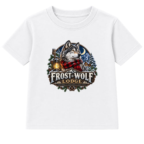 Frost Wolf Lodge adult Christmas t-shirt - White