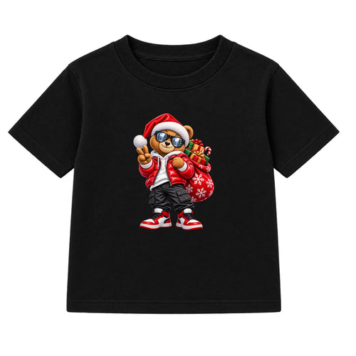 Santa Bear adult Christmas t-shirt - Black