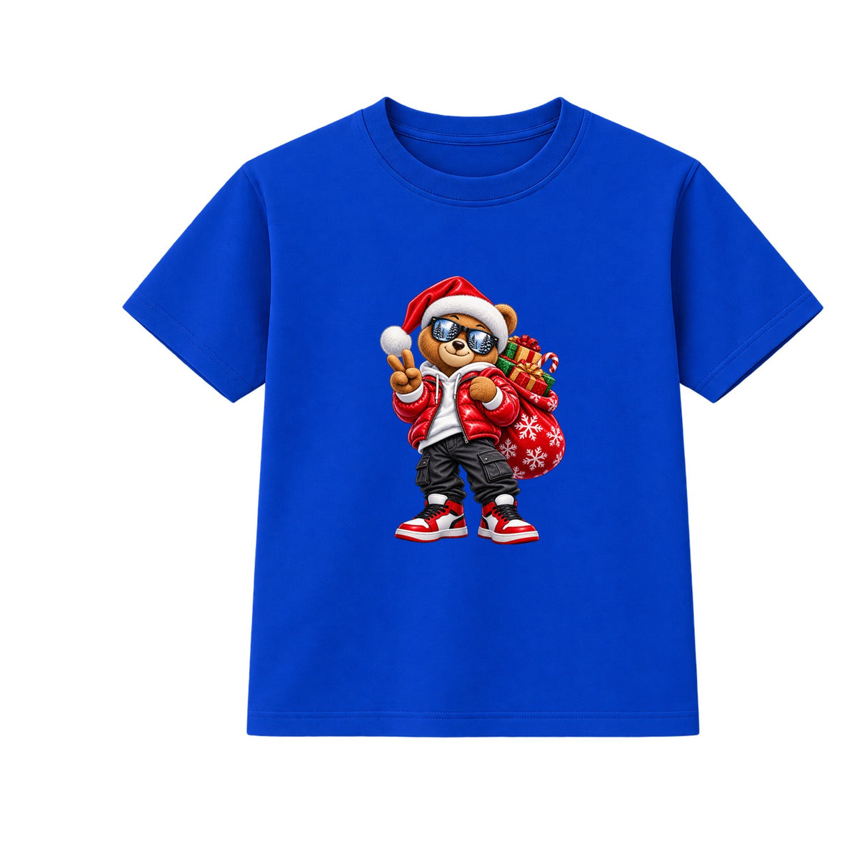 Santa Bear adult Christmas t-shirt - Blue