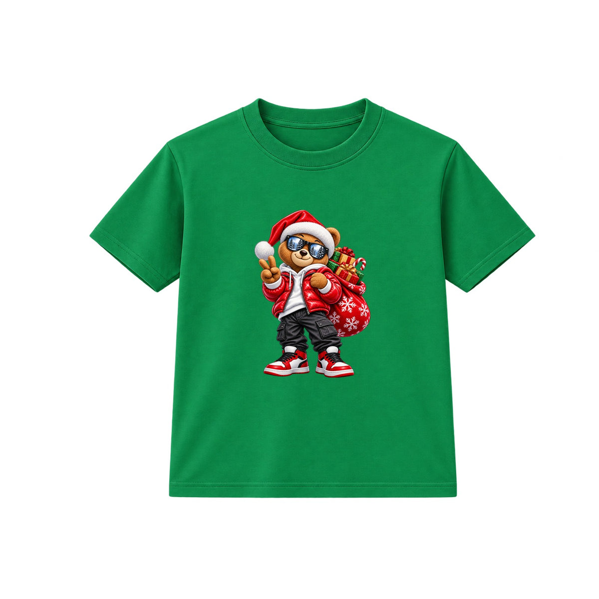 Santa Bear adult Christmas t-shirt - Green
