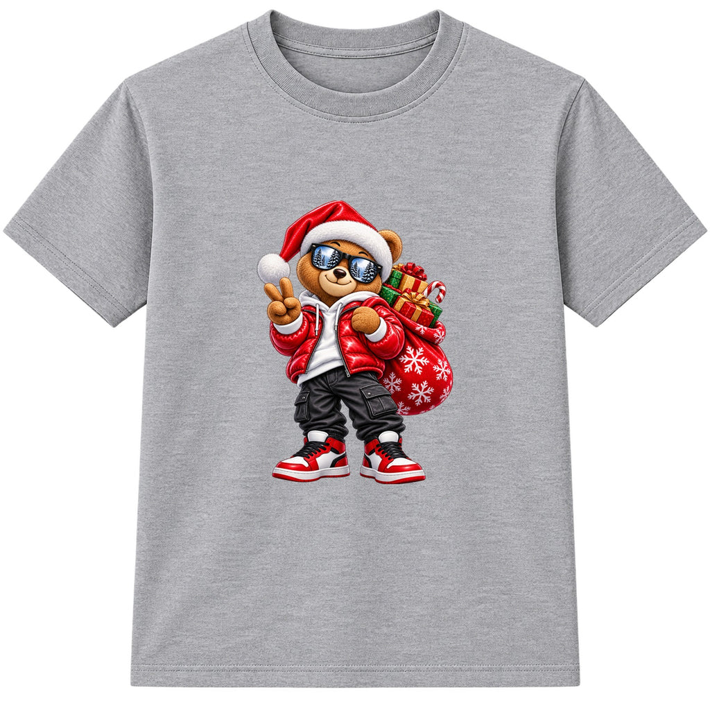 Santa Bear adult Christmas t-shirt - Heather Grey