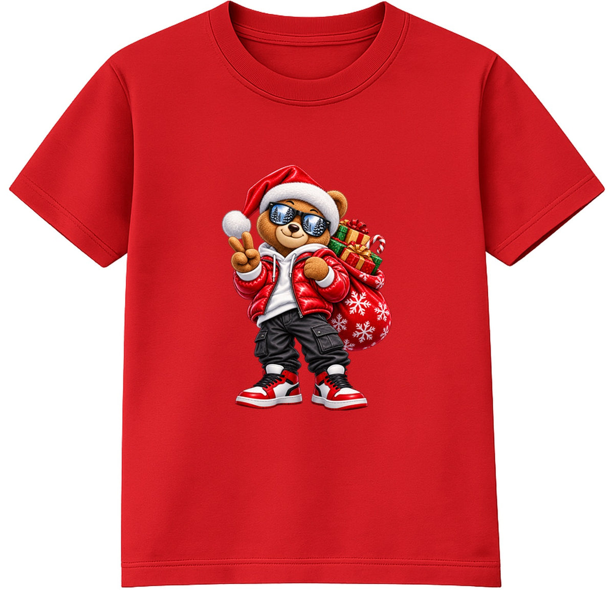 Santa Bear adult Christmas t-shirt - Red