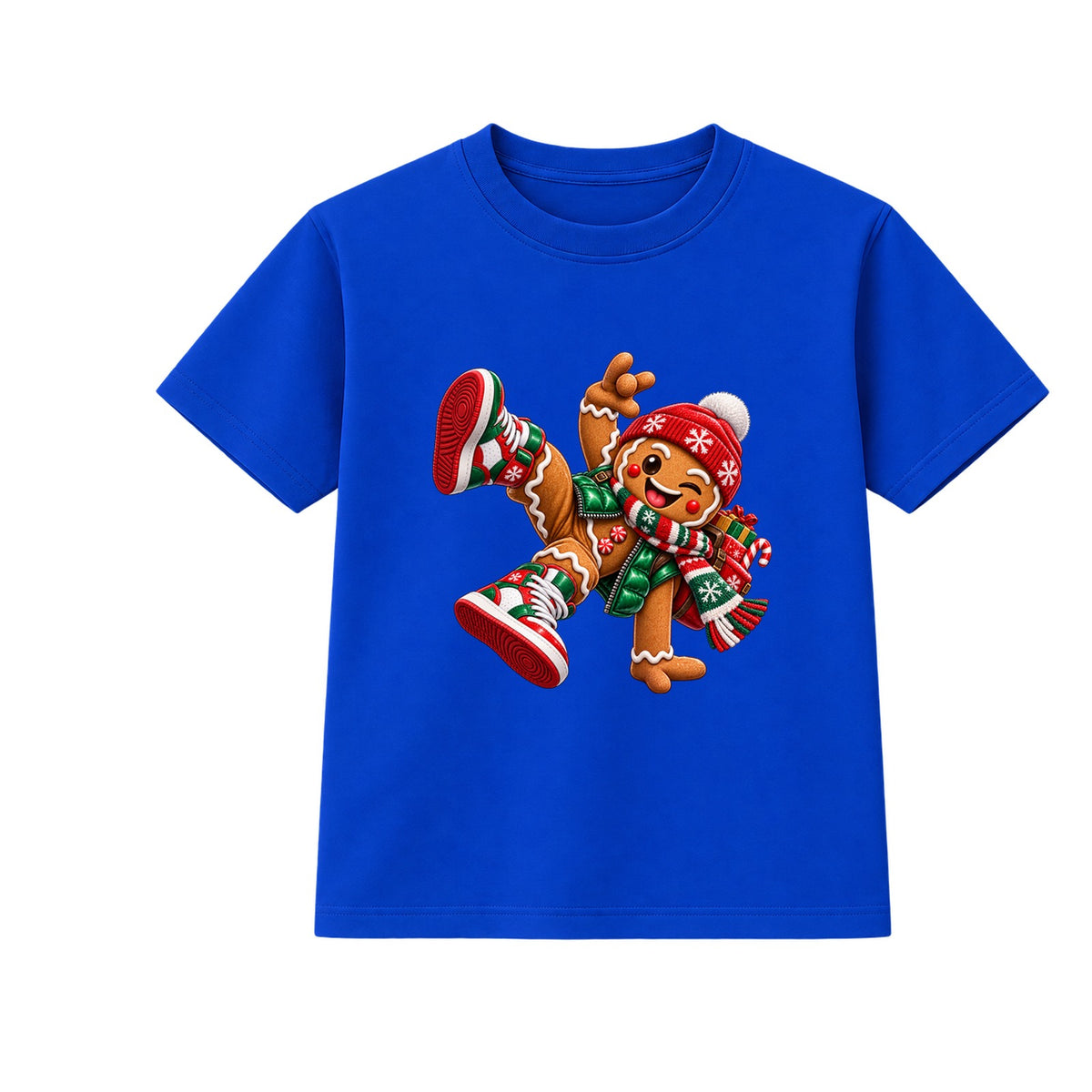 Gingerbread Kicks kids Christmas t-shirt - Blue