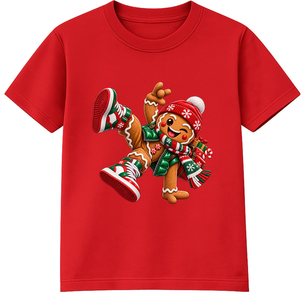 Gingerbread Kicks kids Christmas t-shirt - Red