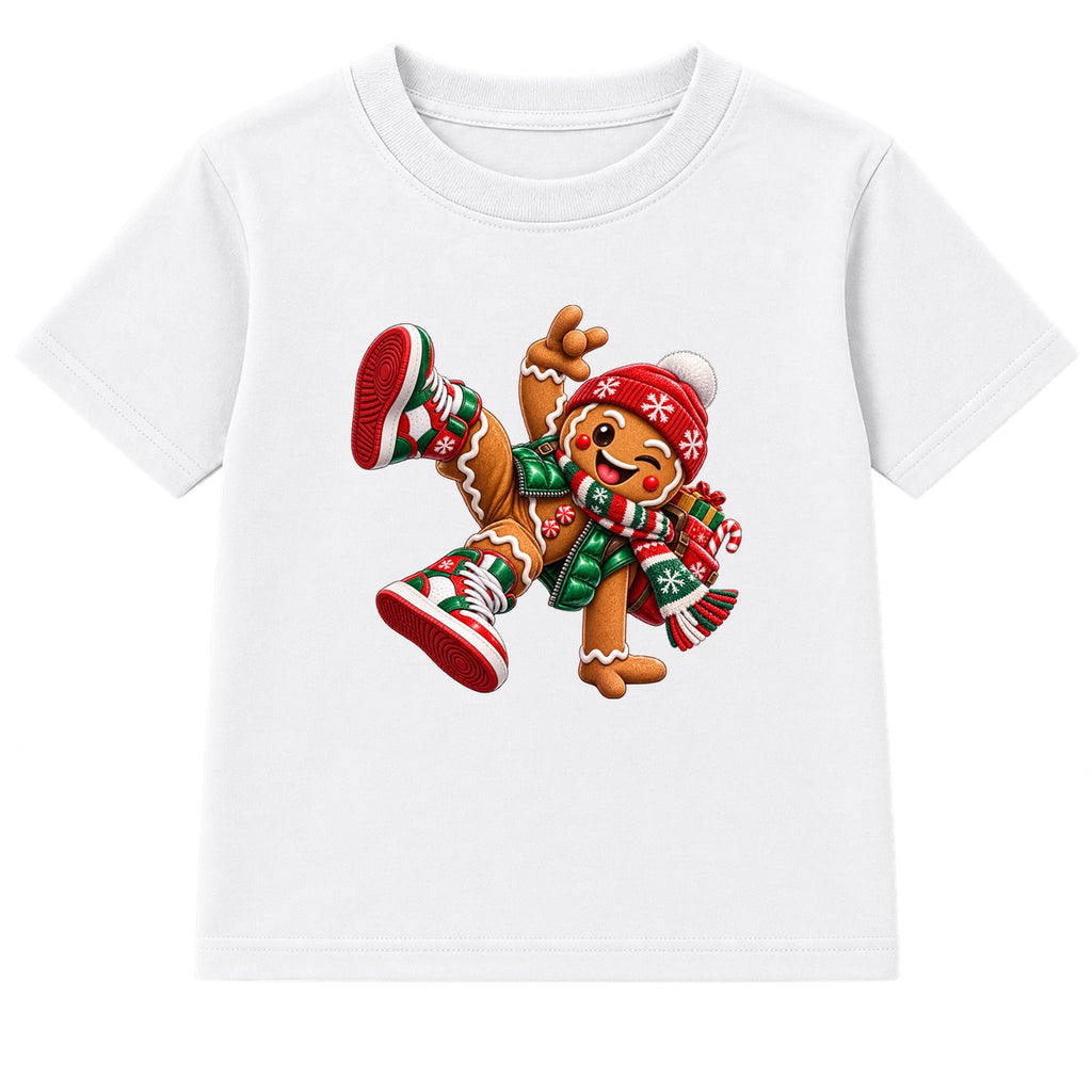 Gingerbread Kicks kids Christmas t-shirt - White