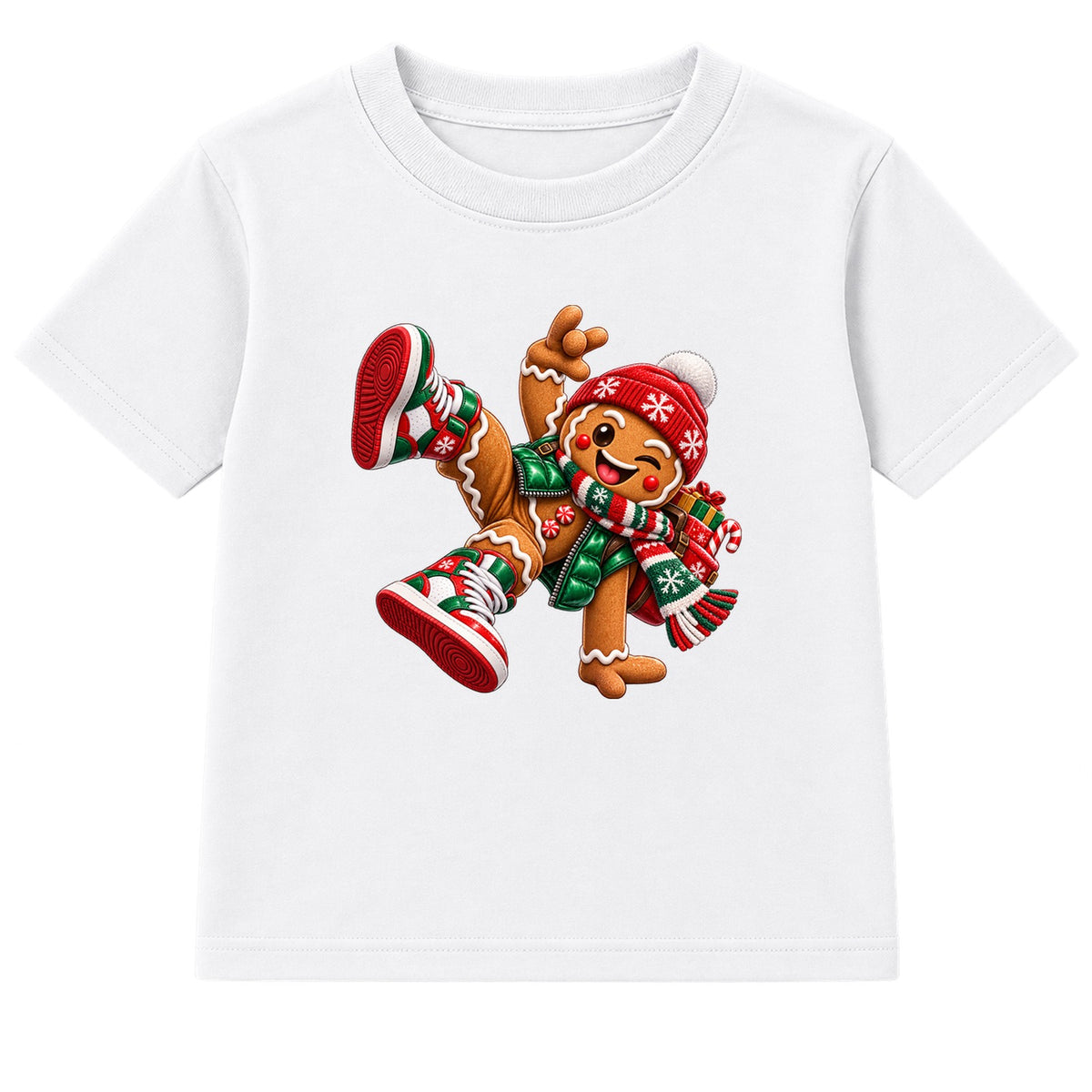 Gingerbread Kicks kids Christmas t-shirt - White