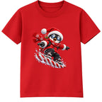 Snowboard Penguin kids Christmas t-shirt - Red