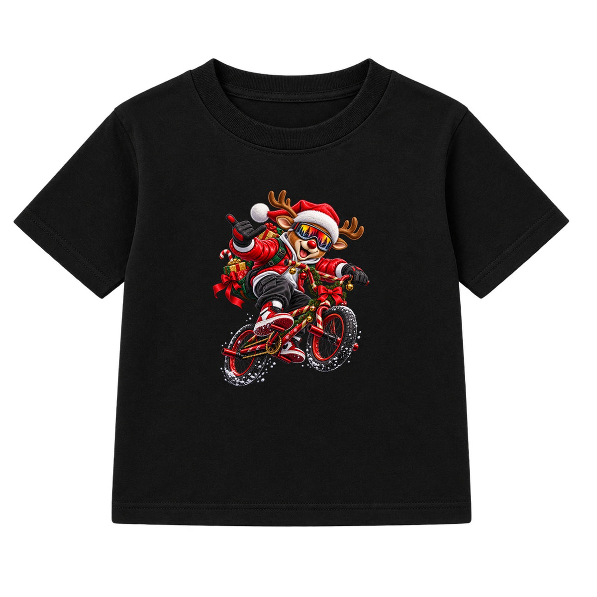 BMX Reindeer kids Christmas t-shirt - Black