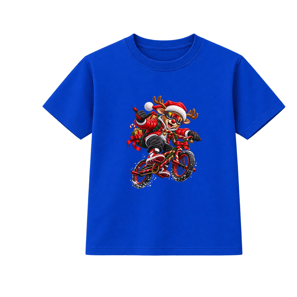 BMX Reindeer kids Christmas t-shirt - Blue