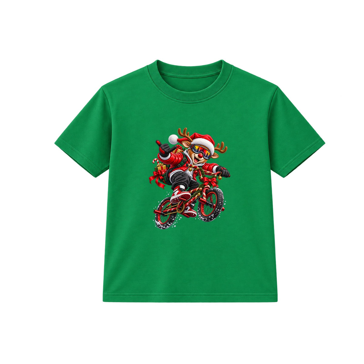 BMX Reindeer kids Christmas t-shirt - Green