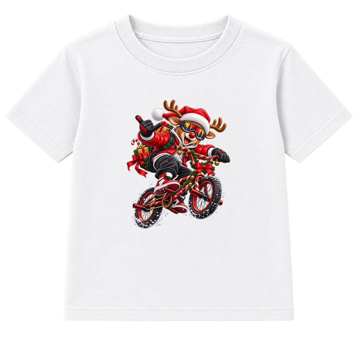 BMX Reindeer kids Christmas t-shirt - White