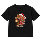 Lantern Highland Cow kids Christmas t-shirt - Black