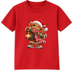 Lantern Highland Cow kids Christmas t-shirt - Red