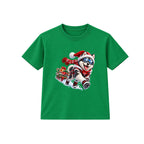 Husky Sled Run kids Christmas t-shirt - Green