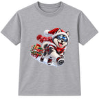 Husky Sled Run kids Christmas t-shirt - Heather Grey