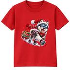 Husky Sled Run kids Christmas t-shirt - Red