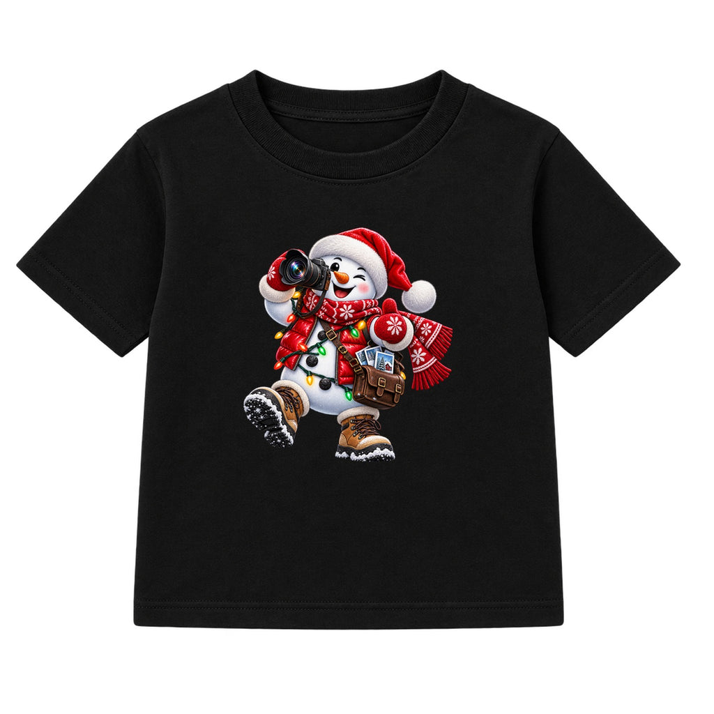 Snowman Snapshot kids Christmas t-shirt - Black