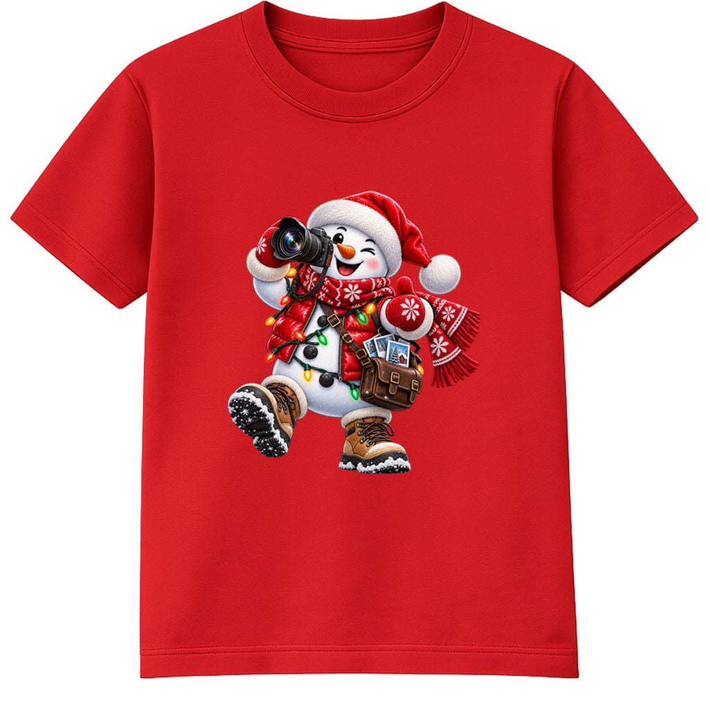 Snowman Snapshot kids Christmas t-shirt - Red