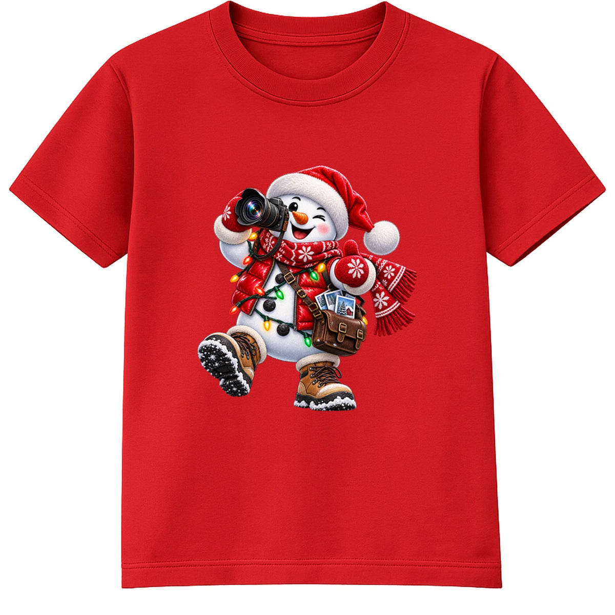 Snowman Snapshot kids Christmas t-shirt - Red