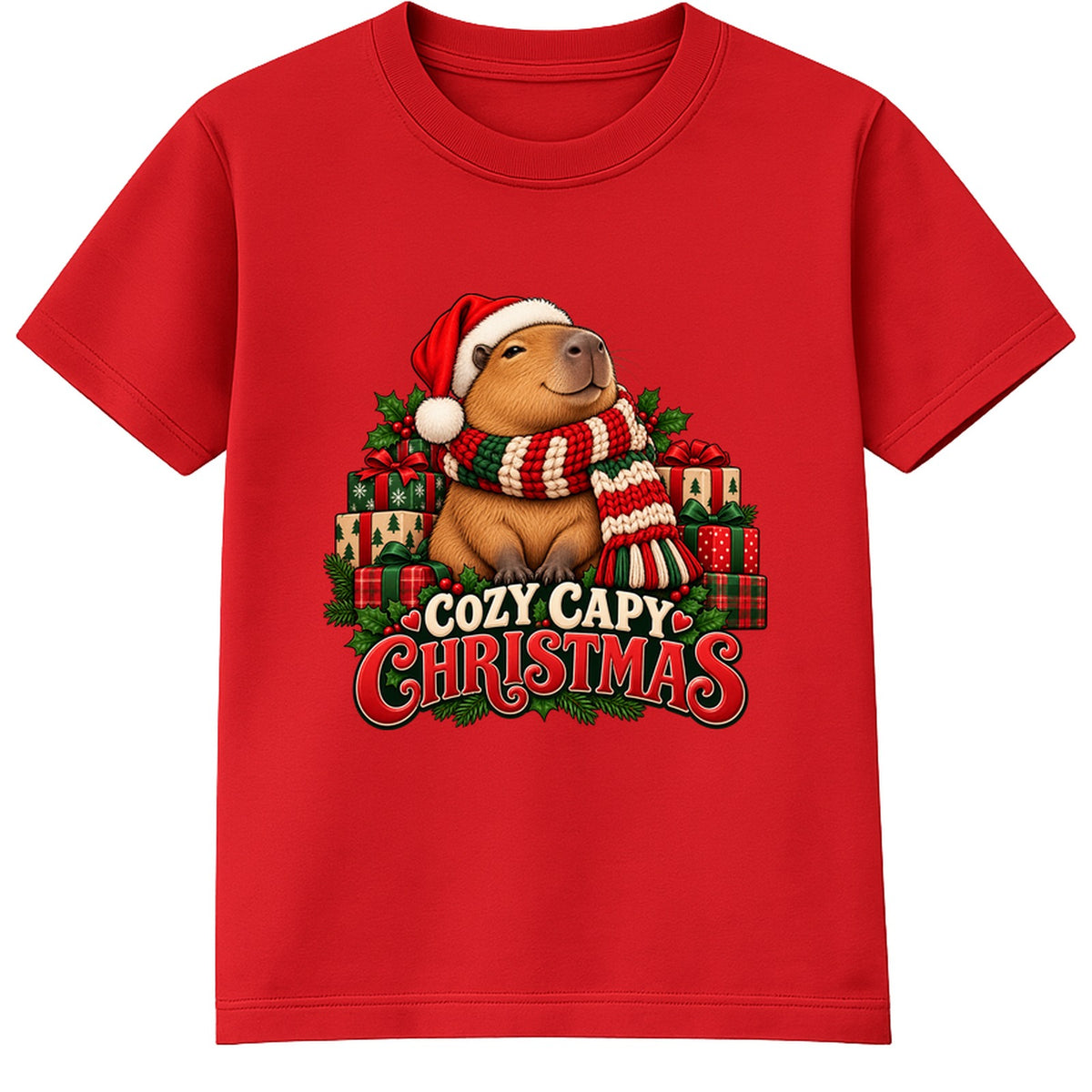 Cozy Capy Christmas adult Christmas t-shirt - Red