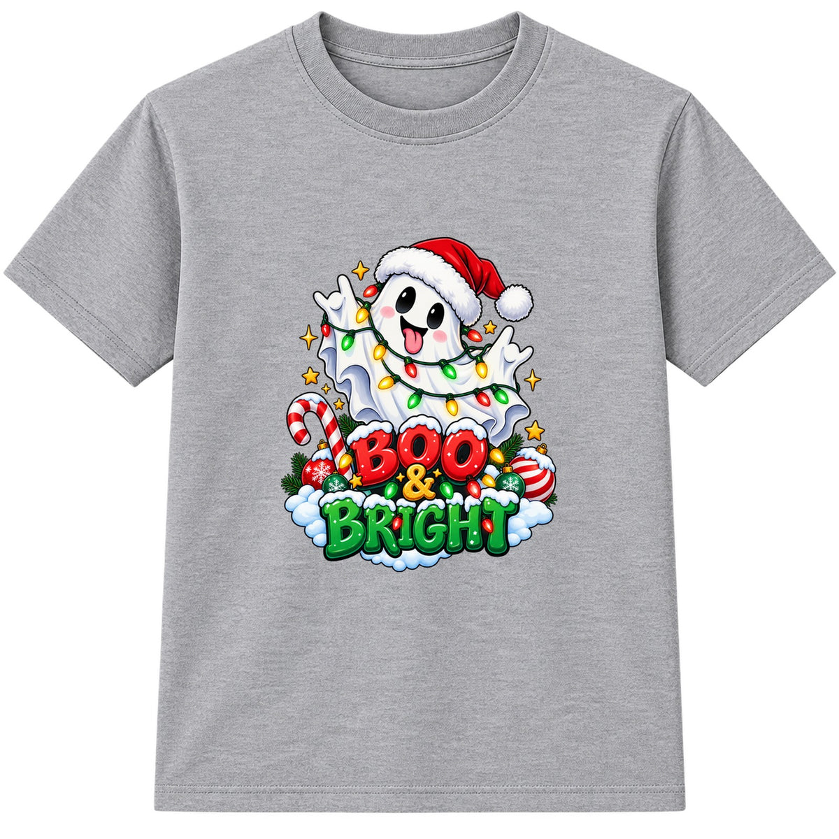 Boo & Bright kids Christmas t-shirt - Heather Grey