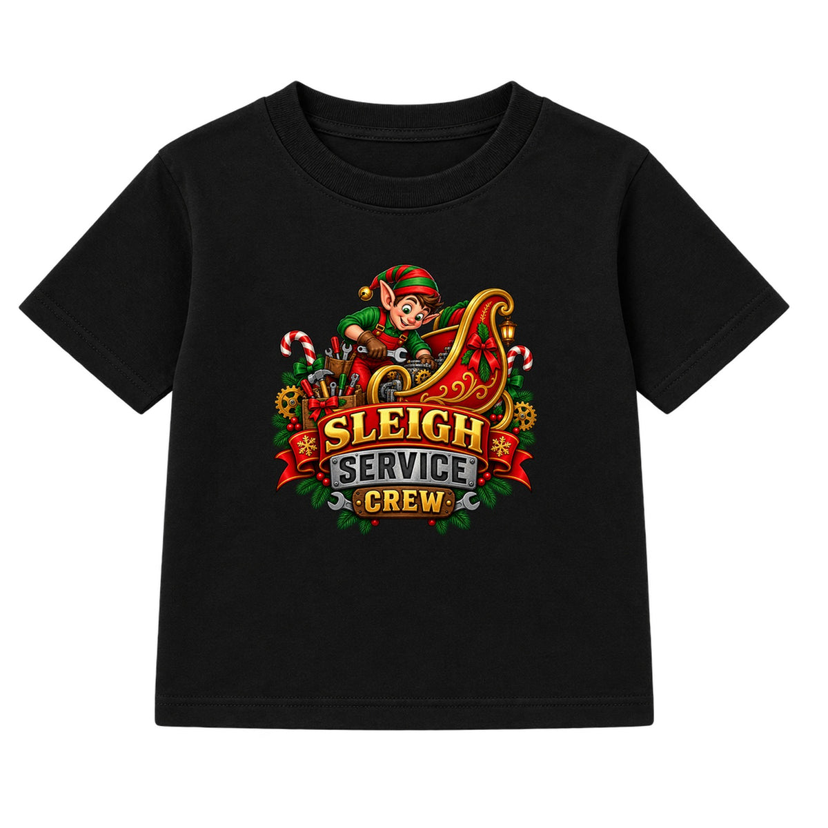 Sleigh Service Crew kids Christmas t-shirt - Black