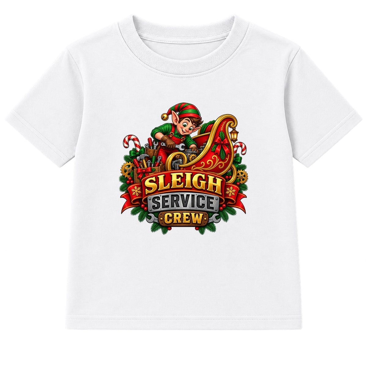 Sleigh Service Crew kids Christmas t-shirt - White