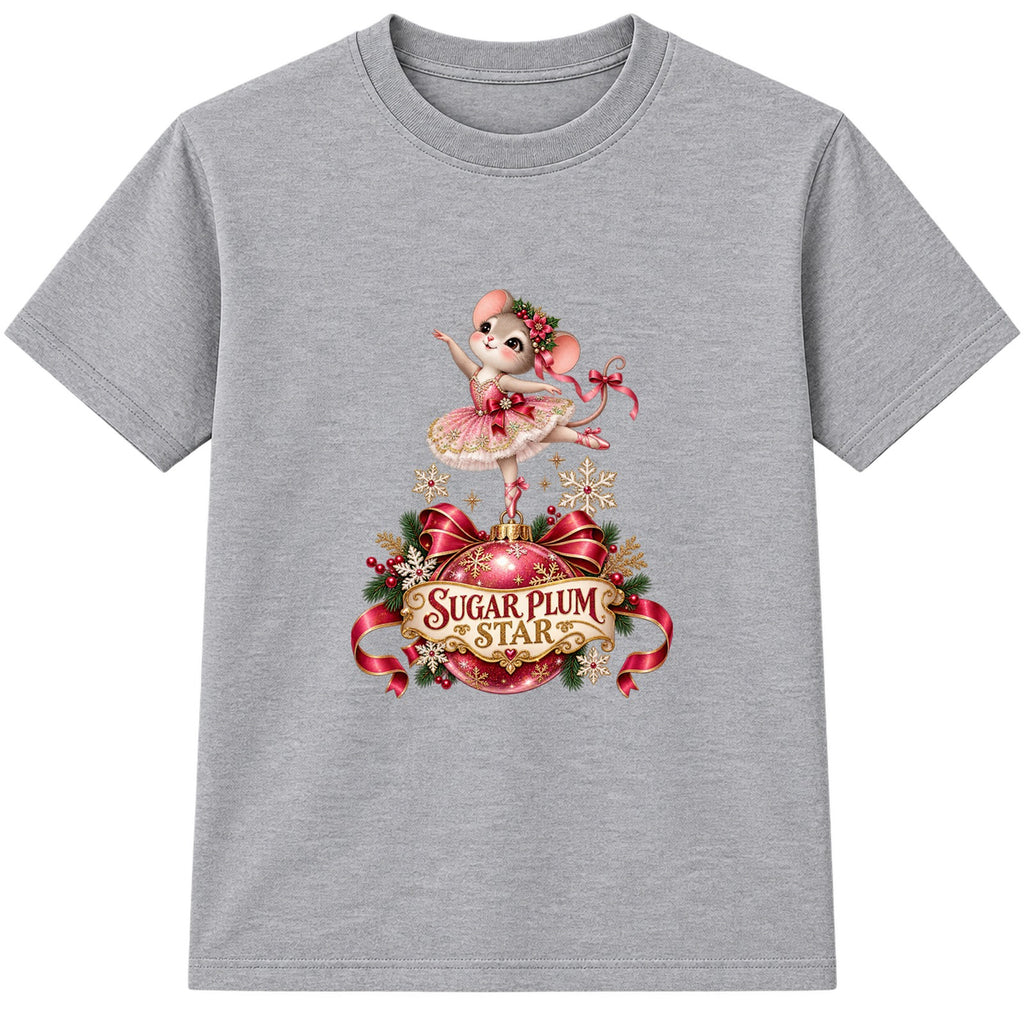 Sugar Plum Star kids Christmas t-shirt - Heather Grey