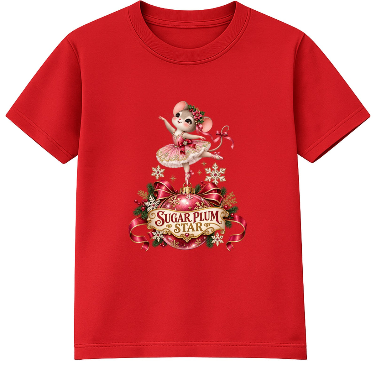 Sugar Plum Star kids Christmas t-shirt - Red