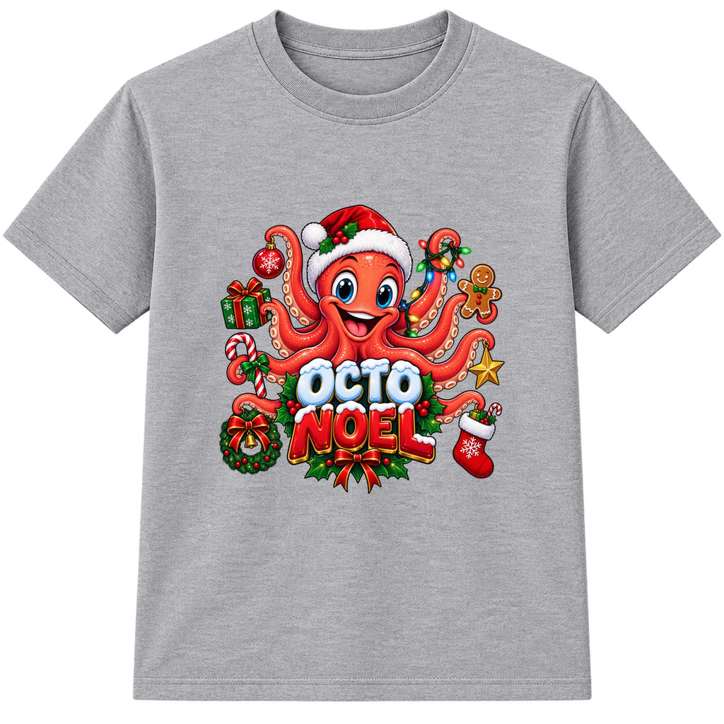 Octo Noel kids Christmas t-shirt - Heather Grey