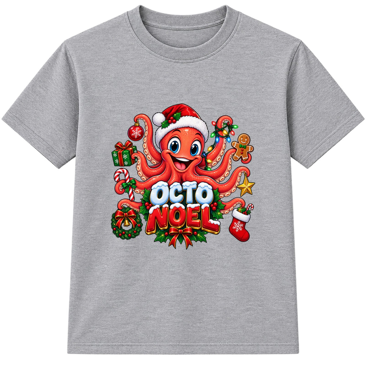 Octo Noel kids Christmas t-shirt - Heather Grey