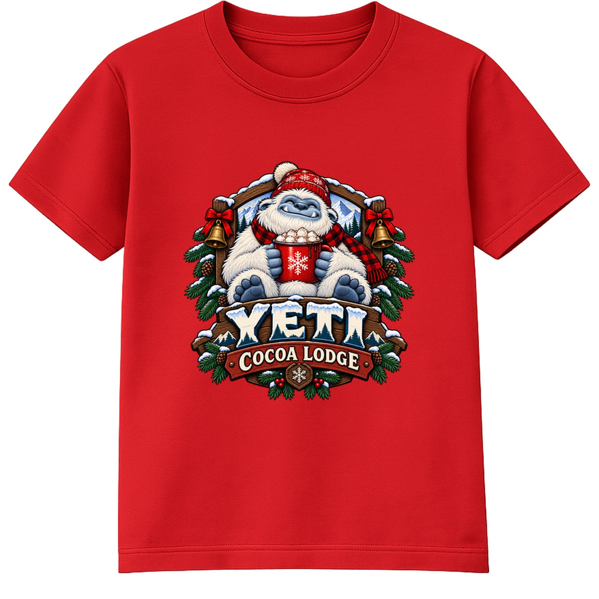 Yeti Cocoa Lodge adult Christmas t-shirt - Red