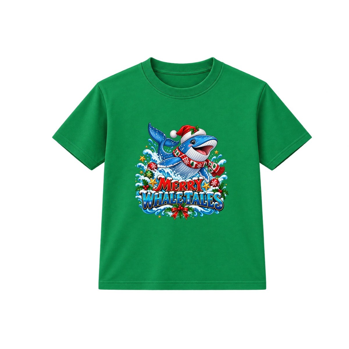 Merry Whale Tales kids Christmas t-shirt - Green