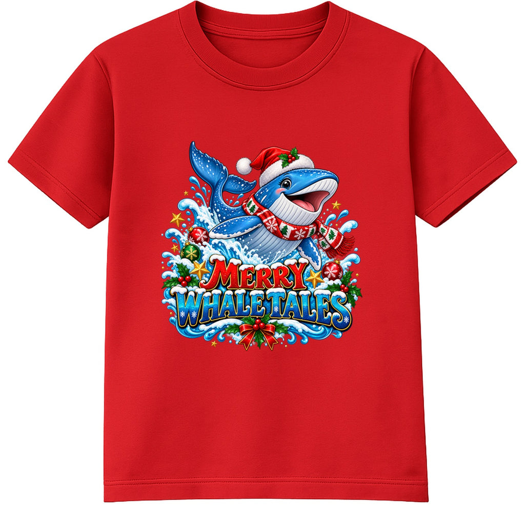 Merry Whale Tales kids Christmas t-shirt - Red