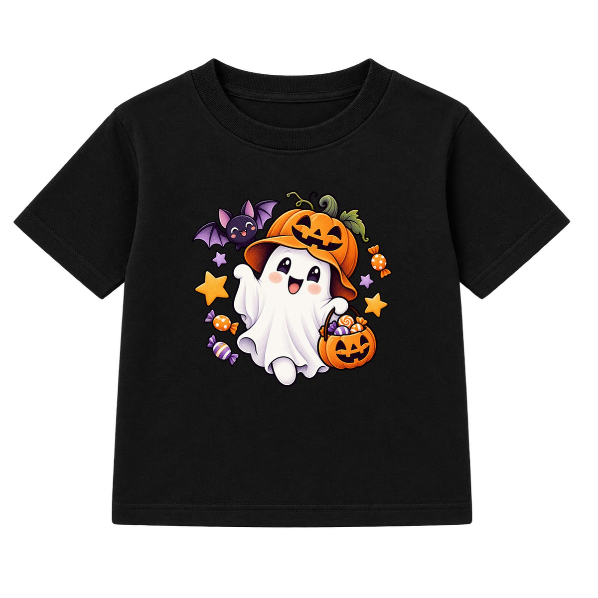 Pumpkin Hat Ghost kids Halloween t-shirt - Black