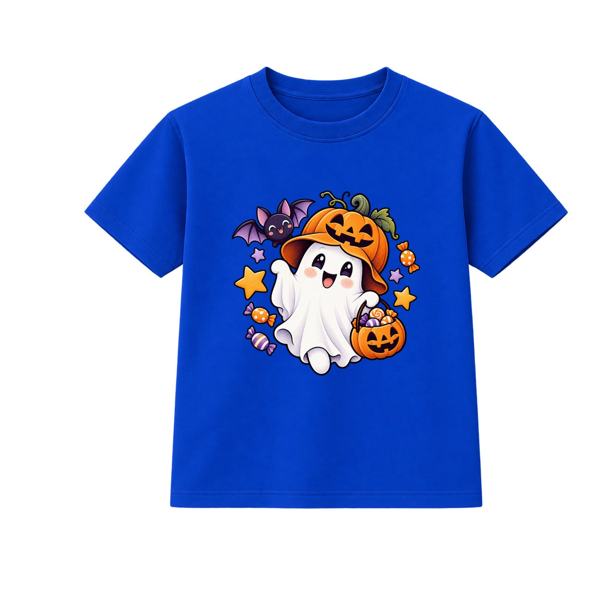 Pumpkin Hat Ghost kids Halloween t-shirt - Blue