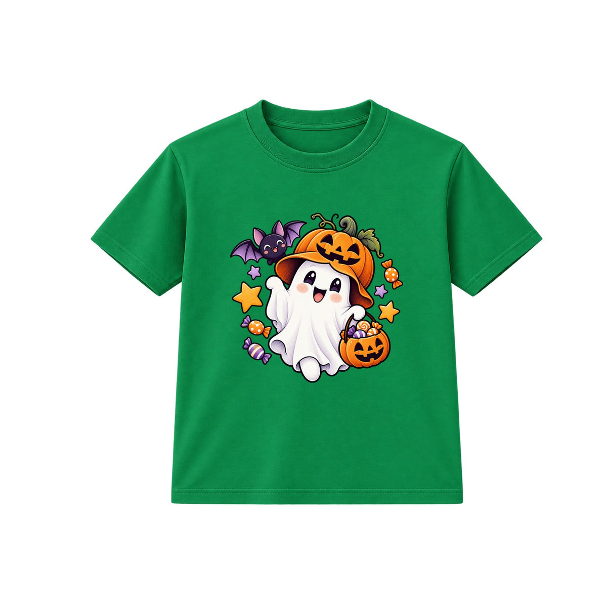 Pumpkin Hat Ghost kids Halloween t-shirt - Green