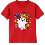 Pumpkin Hat Ghost kids Halloween t-shirt - Red
