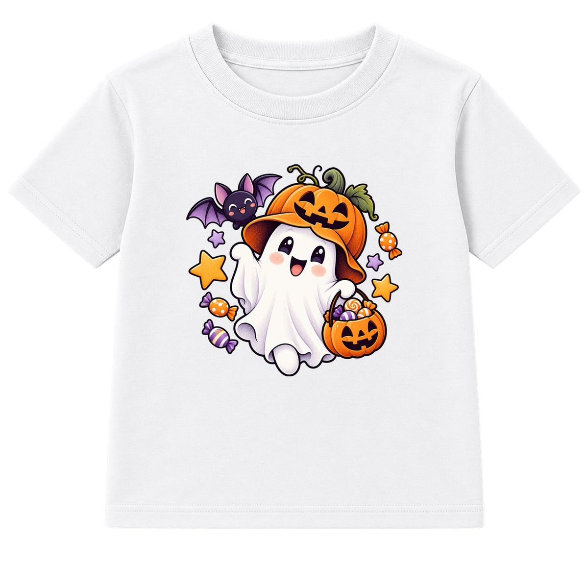 Pumpkin Hat Ghost kids Halloween t-shirt - White