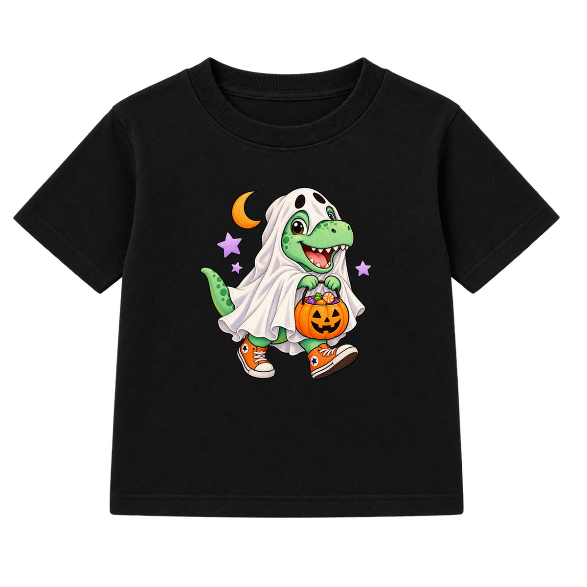 Ghost Dino kids Halloween t-shirt - Black