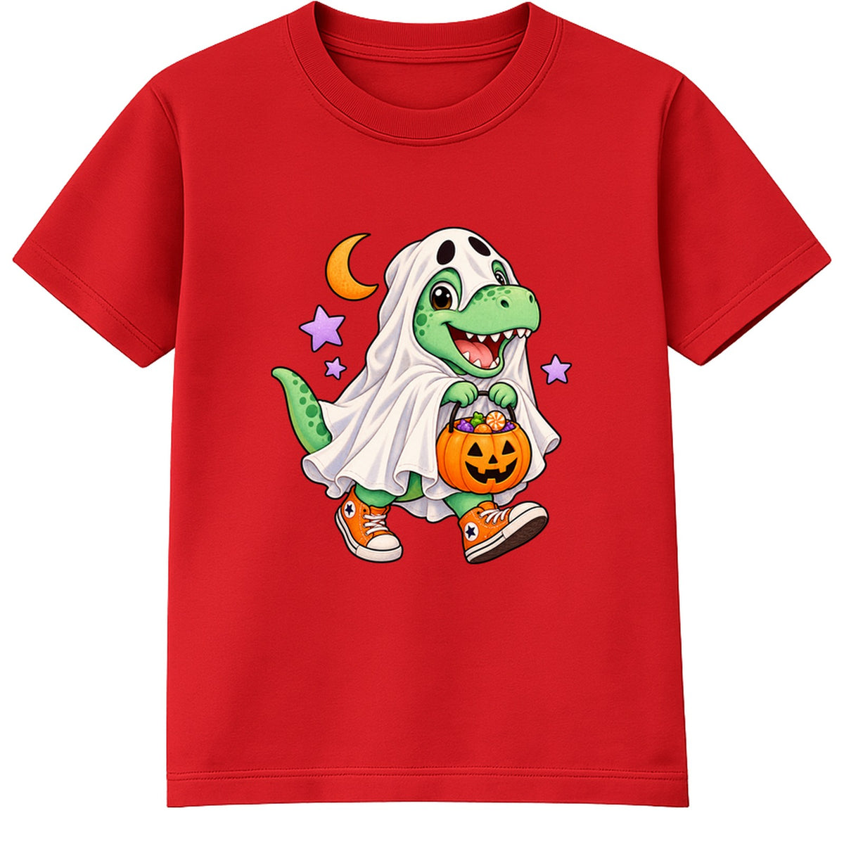 Ghost Dino kids Halloween t-shirt - Red