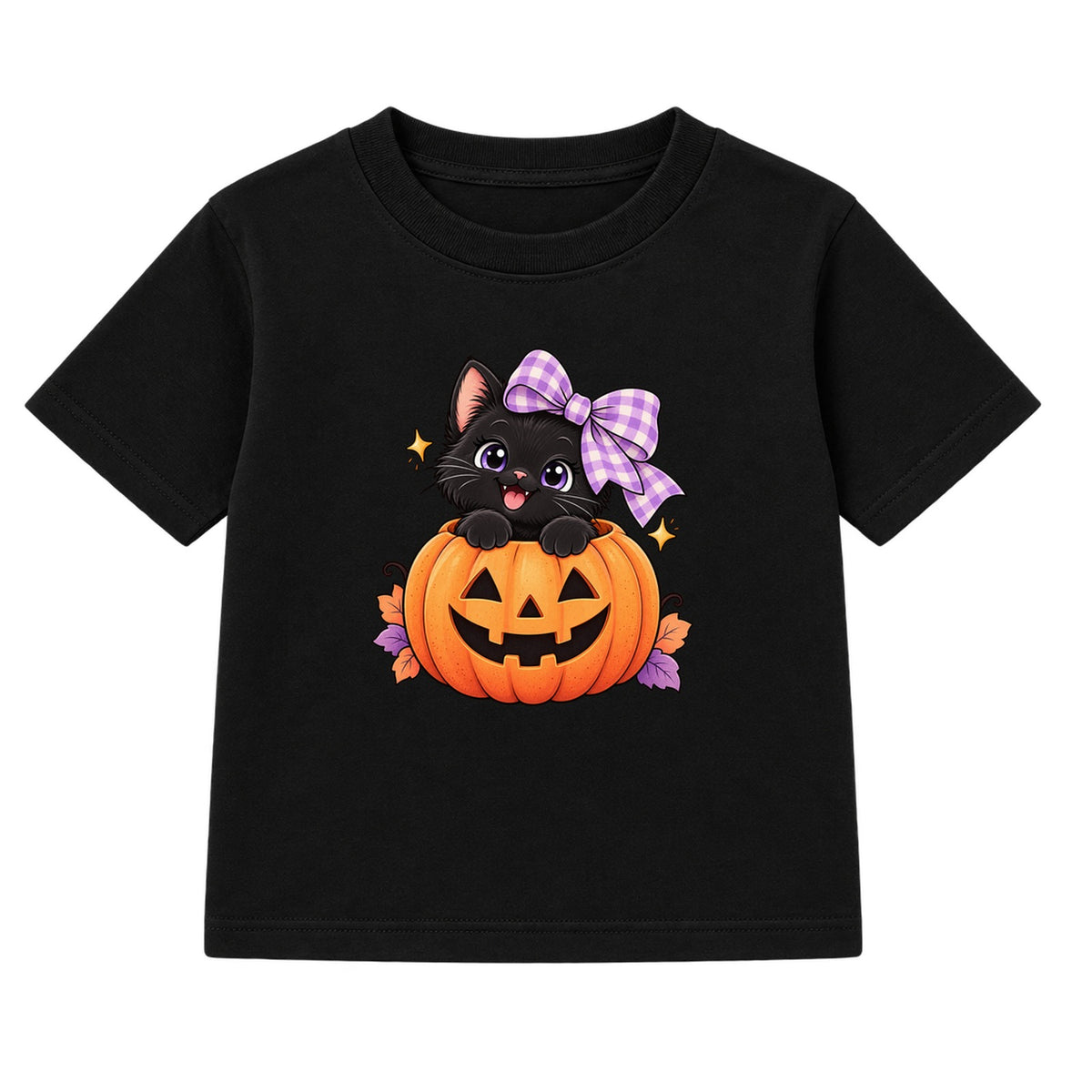 Pumpkin Kitten kids Halloween t-shirt - Black