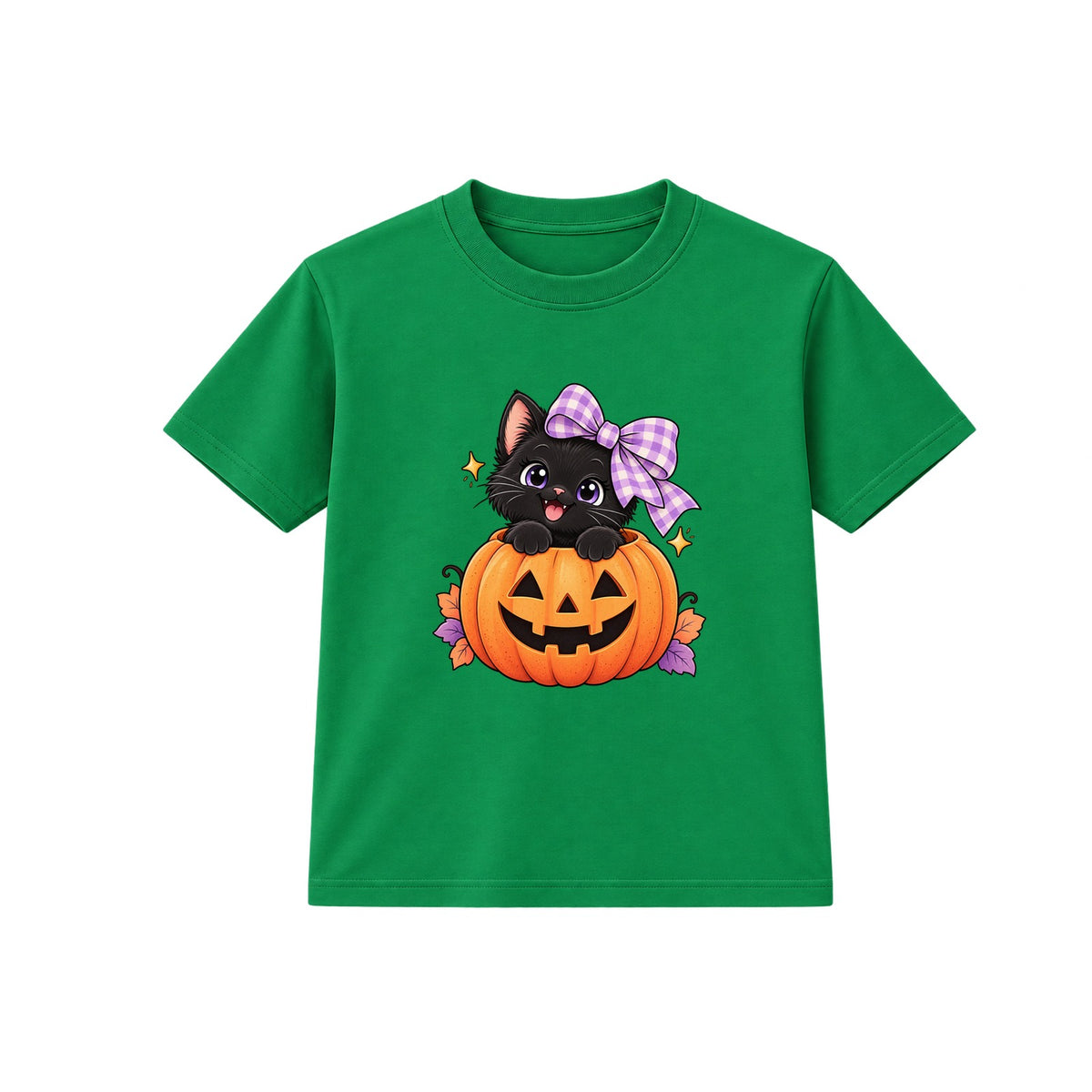 Pumpkin Kitten kids Halloween t-shirt - Green