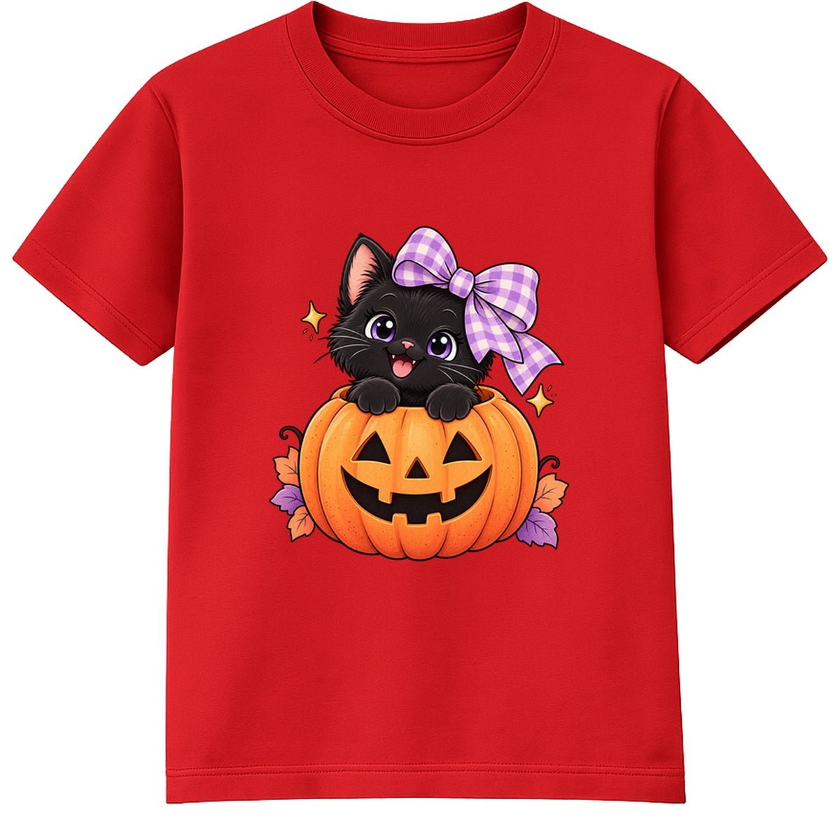 Pumpkin Kitten kids Halloween t-shirt - Red