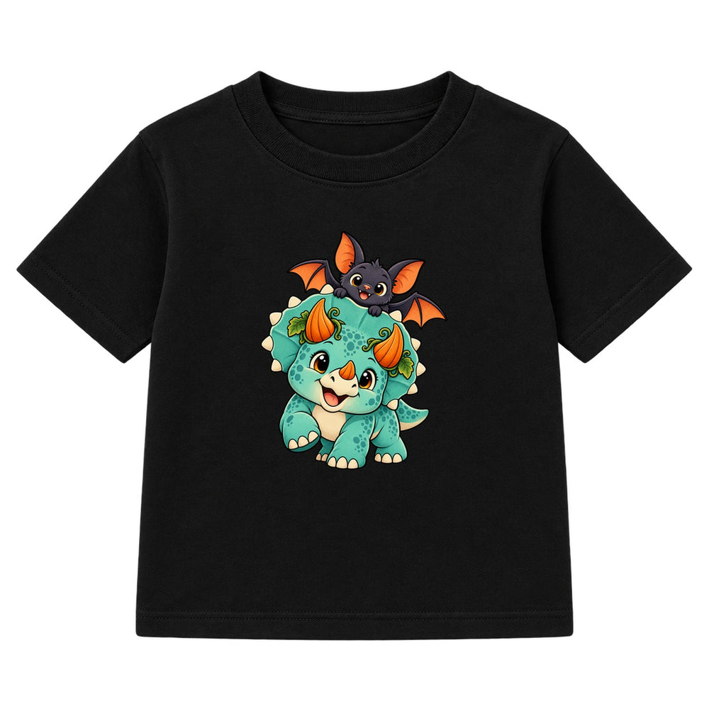 Pumpkin Triceratops kids Halloween t-shirt - Black