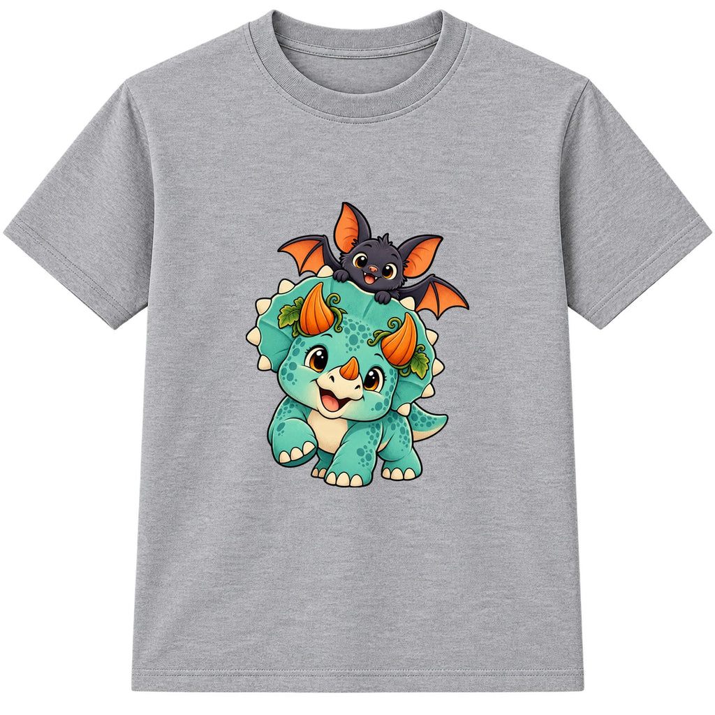 Pumpkin Triceratops kids Halloween t-shirt - Heather Grey