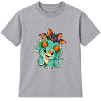 Pumpkin Triceratops kids Halloween t-shirt - Heather Grey